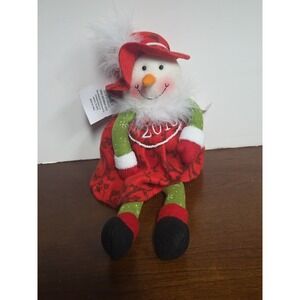 Snowman Felt Plush‎ Doll 2010 Shelf Sitter Christmas Decor Beanbag Holiday NWT